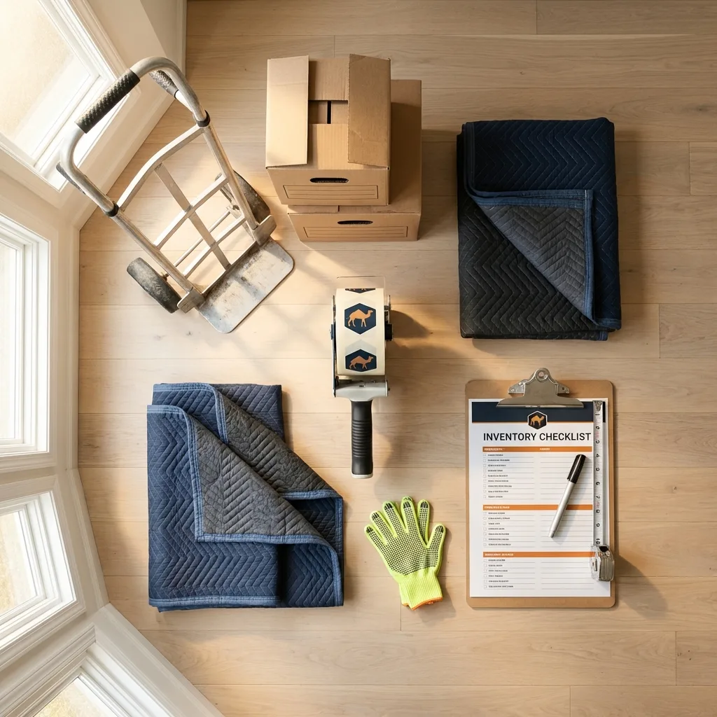 Professional moving supplies and packing materials layout for La Porte City residential relocations
